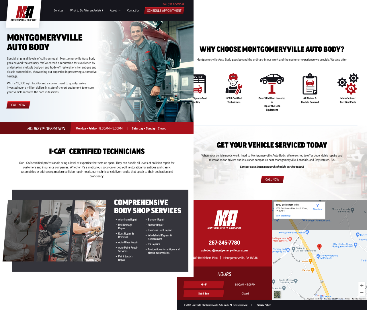 screenshot of Auto Body Shop website